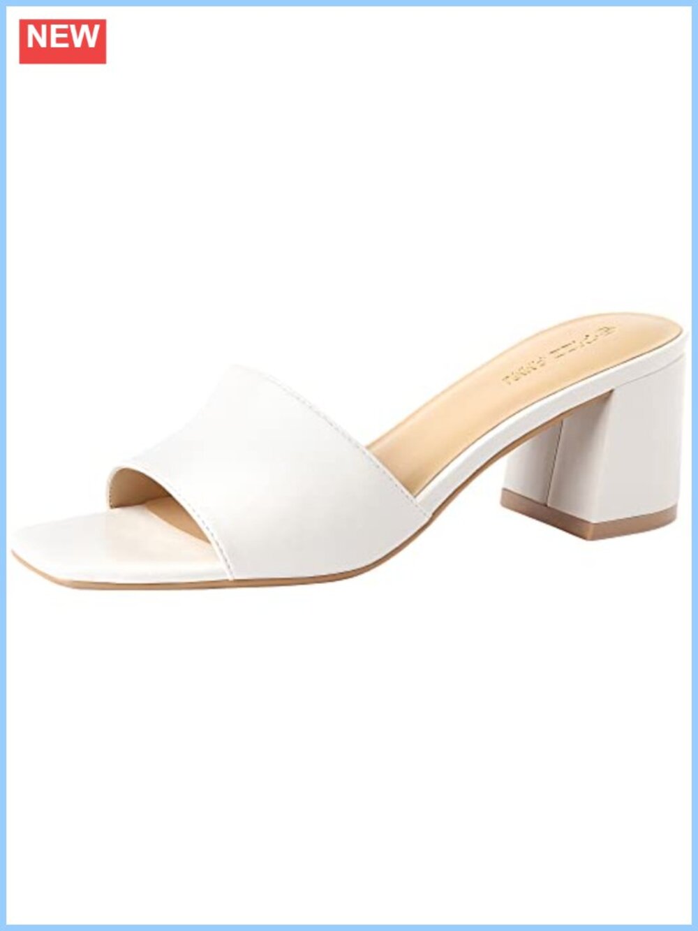Women's Square Open Toe Heels Low Block Chunky Heeled Sandals Slip On Mules